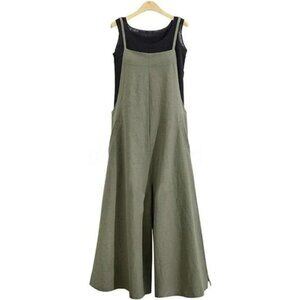 Women's Wide-leg Jumpsuit Romper Green XXL